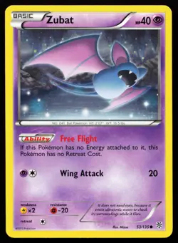 Zubat 53/135 Black & White Plasma Storm Lightly Played Pokemon Card - Image 1