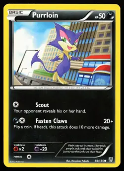 Purrloin 83/135 Black & White Plasma Storm Lightly Played Pokemon Card - Image 1