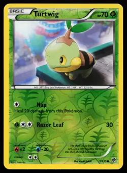 Turtwig 1/135 Reverse Holo Plasma Storm Moderately Played Pokemon Card - Image 1