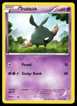 Trubbish 64/135 Black & White Plasma Storm Lightly Played Pokemon Card - Image 1