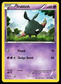Trubbish 64/135 Black & White Plasma Storm Lightly Played Pokemon Card - Image 1