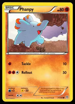 Phanpy 71/135 Black & White Plasma Storm Lightly Played Pokemon Card - Image 1