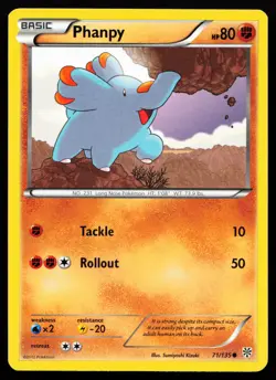 Phanpy 71/135 Black & White Plasma Storm Lightly Played Pokemon Card - Image 1