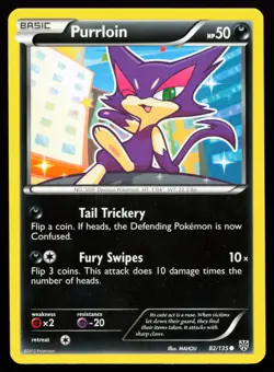 Purrloin 82/135 Black & White Plasma Storm Lightly Played Pokemon Card - Image 1