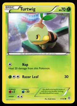 Turtwig 1/135 Black & White Plasma Storm Lightly Played Pokemon Card - Image 1