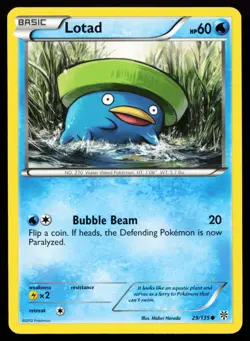 Lotad 29/135 Black & White Plasma Storm Lightly Played Pokemon Card - Image 1