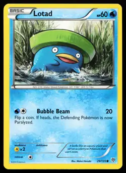 Lotad 29/135 Black & White Plasma Storm Lightly Played Pokemon Card - Image 1