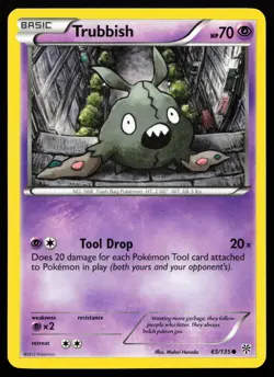 Trubbish 65/135 Black & White Plasma Storm Lightly Played Pokemon Card - Image 1