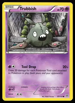 Trubbish 65/135 Black & White Plasma Storm Lightly Played Pokemon Card - Image 1