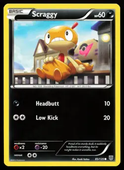 Scraggy 85/135 Black & White Plasma Storm Lightly Played Pokemon Card - Image 1