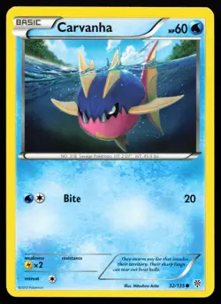 Carvanha 32/135 Black & White Plasma Storm Lightly Played Pokemon Card - Image 1
