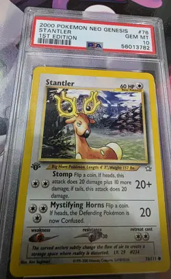 2000 Pokemon Neo Genesis 1st Edition #76 Stantler PSA 10 Gem Mint - Image 1