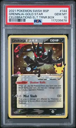 Greninja Star SWSH144 Celebrations  Black Star Promo Pokemon Gold Star PSA 10 - Image 1