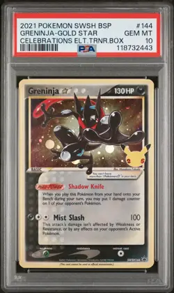 Greninja Star SWSH144 Celebrations  Black Star Promo Pokemon Gold Star PSA 10 - Image 1