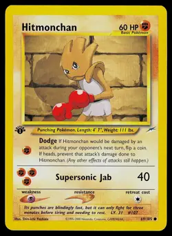 Pokemon Card - Hitmonchan Neo Destiny 1st Edition 69/105 Common - Image 3