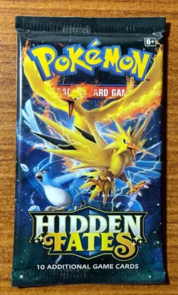 POKEMON HIDDEN FATES Sealed 10-Card BOOSTER PACK (Zapdos Moltres Articuno Art) - Image 1