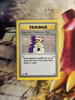 1999 Pokemon Base Set 1st Edition Imposter Professor Oak Trainer Card 73/102 - Image 6