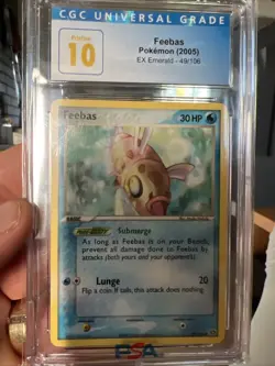 (POP 2) CGC 10 PRISTINE Pokemon Feebas 49/106 EX Emerald 2005 Card - Image 1