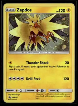 Zapdos SM145 Sun & Moon Ultra Rare Holo Promo Pokemon Card - Image 1