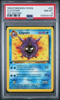 Pokemon Card Cloyster 32/62 1st Edition Fossil Set 1999 PSA 8 NM-MT - Image 1