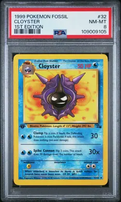 Pokemon Card Cloyster 32/62 1st Edition Fossil Set 1999 PSA 8 NM-MT - Image 3