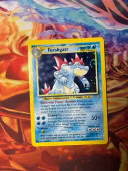 PokÃ©mon TCG Feraligatr Neo Genesis Holo Unlimited Rare Card 4/111 2000 SWIRL - Image 1