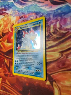 PokÃ©mon TCG Feraligatr Neo Genesis Holo Unlimited Rare Card 4/111 2000 SWIRL - Image 2