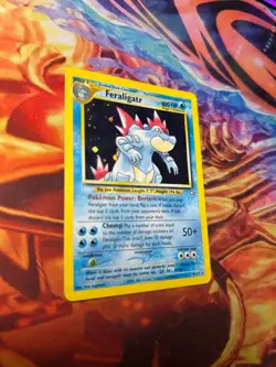 PokÃ©mon TCG Feraligatr Neo Genesis Holo Unlimited Rare Card 4/111 2000 SWIRL - Image 7