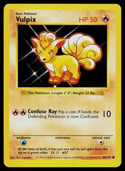 Pokemon Card - Vulpix Base Set (Shadowless) 68/102 Common - Image 1