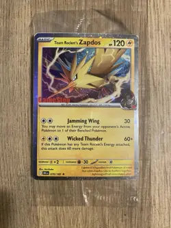 Pokemon Team Rocketâ€™s Zapdos GameStop Stamped Destined Rival Promo Card SEALED - Image 1