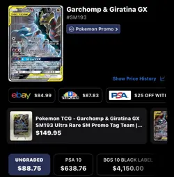 2 Pokemon Garchomp & Giratina Tag Team GX SM193 Holo Card - Image 3