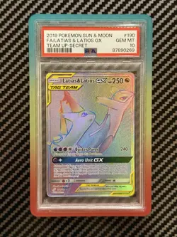 PSA 10 Latias & Latios GX 190/181 Team Up Secret Rainbow Rare Sun & Moon Pokemon - Image 1