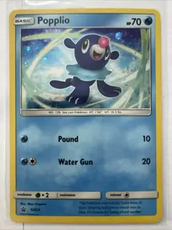 2017 Sun & Moon Promos Popplio SM24 Cosmos Holo Pokemon Card - Image 1