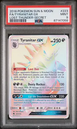 Pokemon Card - PSA 9 Tyranitar GX S&M Rainbow Lost Thunder Secret Rare 223/214 - Image 1