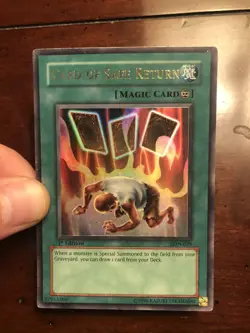 Yugioh Card of Safe Return (LON-029) Ultra Rare, 1st Edition NA English Vintage - Image 1