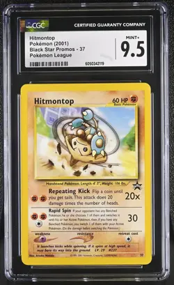 CGC 9.5 MINT+ Hitmontop 2001 Black Star Promos 37 Pokemon Card psa - Image 1