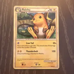 Pokemon Card - Raichu HeartGold SoulSilver 10/123 Holo Rare POOR CONDITION - Image 3