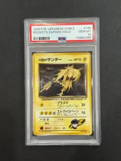 1999 Pokémon Japanese Gym 2 Rocket's Zapdos-Holo PSA Gem MT 10 - Image 1