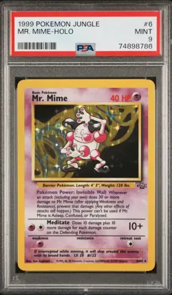 1999 Pokemon Jungle Mr. Mime #6 English Holo Rare 6/64 - PSA 9 MINT - Image 3