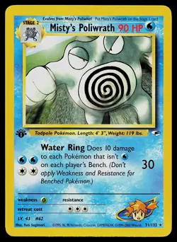 Pokemon Card - Misty's Poliwrath Gym Heroes 1st Edition 31/132 Rare - Image 1