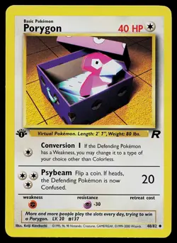 Pokemon Card - Porygon Team Rocket 1st Edition 48/82 Uncommon - Image 1