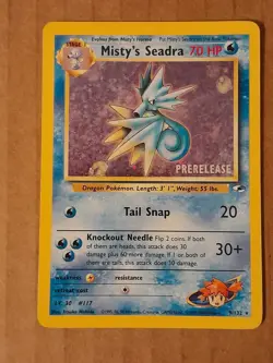 Pokemon Misty's Seadra 9/132 Gym Heroes Prerelese Stamped Holo Promo LP - Image 1