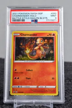 PSA 9 Pokemon Charmander SWSH092 Holo Battle Styles Blister Promo Pokemon Card - Image 1