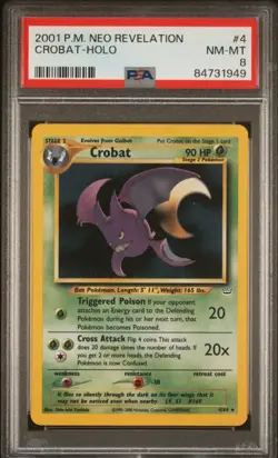 CROBAT 4/64 Unlimited Neo Revelation Holo Rare Pokemon Card PSA 8 NM-MT - Image 1
