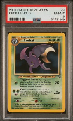 CROBAT 4/64 Unlimited Neo Revelation Holo Rare Pokemon Card PSA 8 NM-MT - Image 3