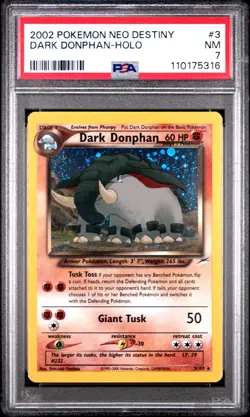 Pokemon Dark Donphan Neo Destiny TCG 3/105 Holo Unlimited Rare PSA 7 Graded Card - Image 1