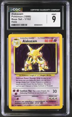 CGC 9 MINT Alakazam 1999 Base Set 1/102 Holo Pokemon Card psa - Image 1