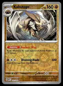 Kabutops 141/165 Pokemon Card Scarlet & Violet 151 Rare Rev Holo 160 HP NM G1 - Image 1