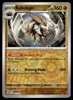 Kabutops 141/165 Pokemon Card Scarlet & Violet 151 Rare Rev Holo 160 HP NM G1 - Image 3