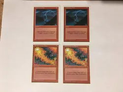 4X MTG 4TH EDITION 2 RED ELEMENTAL BLAST & 2 LIGHTNING BOLT / HP/SP /WRONGWAY052 - Image 1